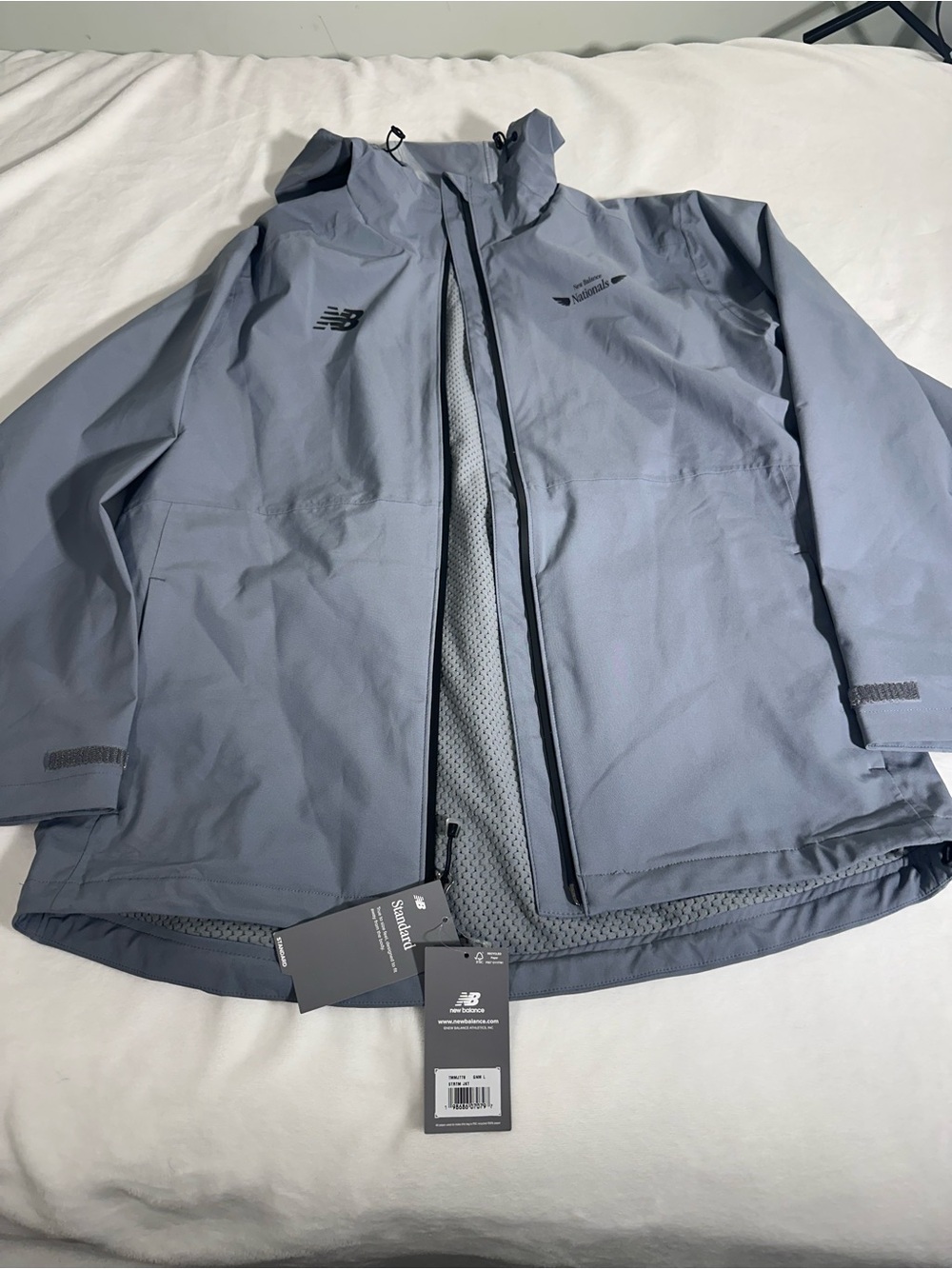 New Balance Men's Light Blue/ Grey Nationals Windbreaker Jacket Large New W Tags
